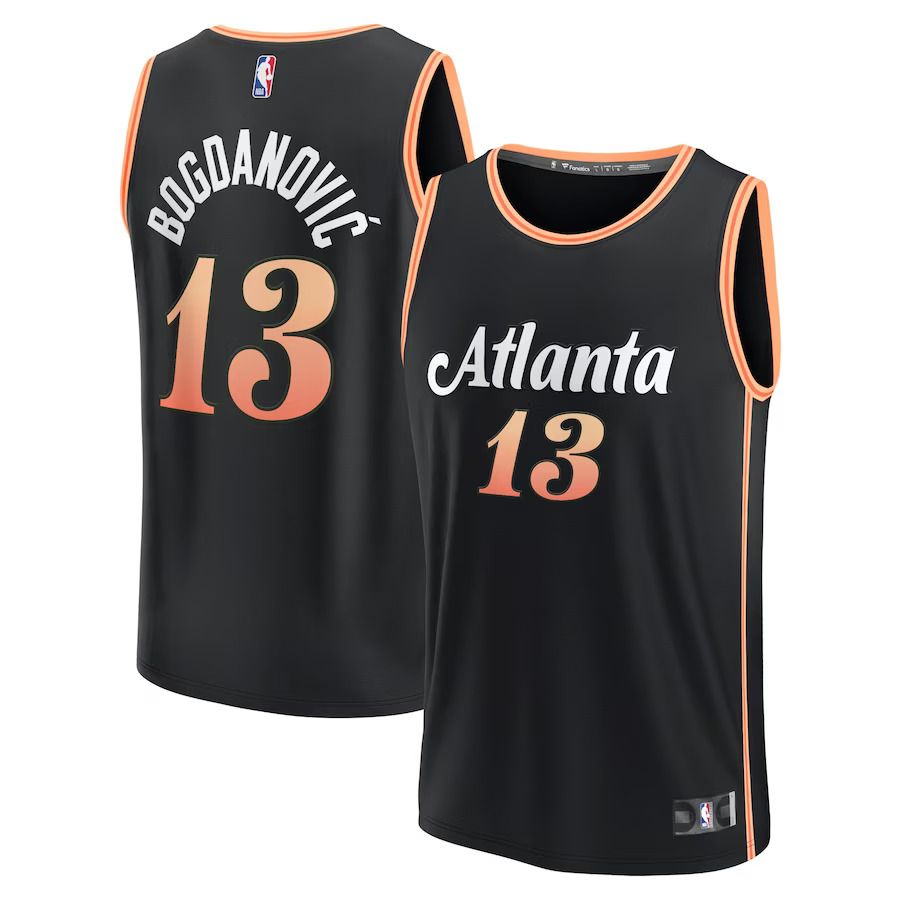 Men Atlanta Hawks #13 Bogdan Bogdanovic Fanatics Branded Black 2022-23 Fastbreak NBA Jersey->charlotte hornets->NBA Jersey
